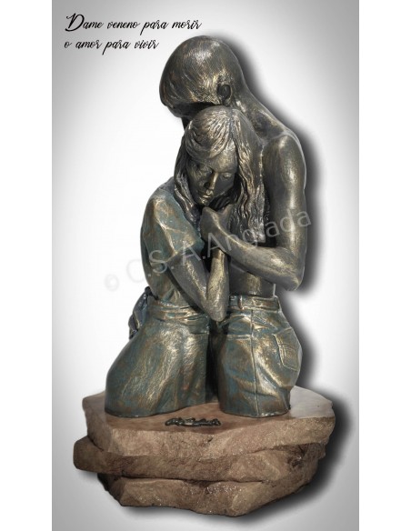 Escultura de pareja Busto Abrazo - Anglada Esculturas