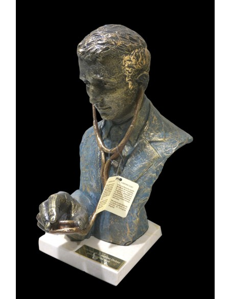 Realistic sculpture DOCTOR with marble base by spanish artist Angeles Anglada